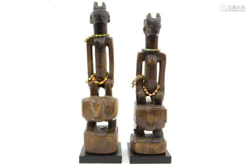 pair of Benin Nago female twin sculptures in wood …