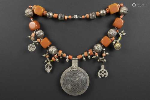 North African Berber necklace with beads in silver…