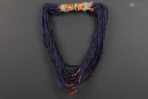 North-East Indian Naga necklace made of dark blue …