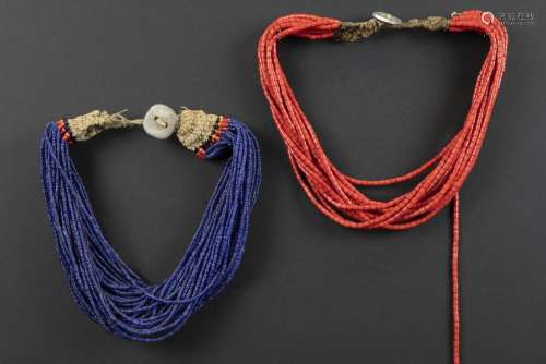 two North-East Indian Naga necklaces made of glass…