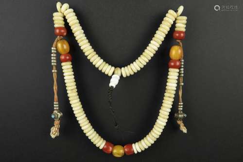 Himalayan "mala" with beads in carnelian, amber, s...