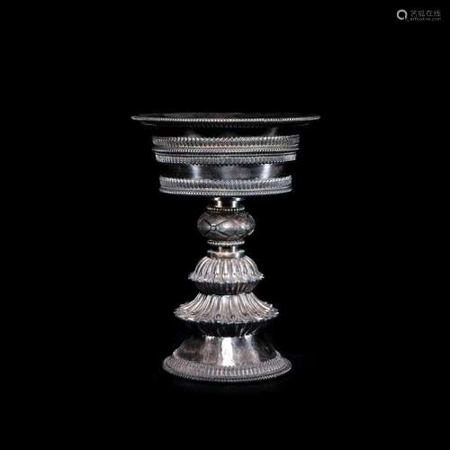 Sterling silver ghee lamp from the Qing  dynasty