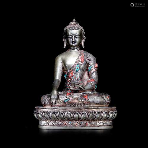 Solid silver gemstone inlaid with Sakyamuni Buddha from the ...