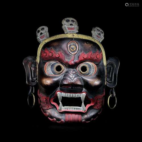 Copper big black sky mask from Tibet