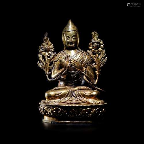 Gilt bronze Master Zonggaba from the Qing  dynasty