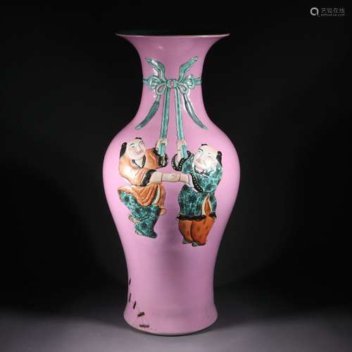 Pastel and two fairy ribbon bottles from the Qing dynasty <b...