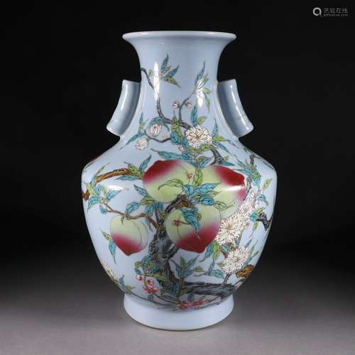 Pastel nine peach amphora from the Qing dynasty