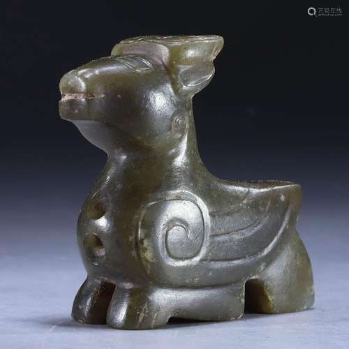 Jade carved auspicious beast from the Qing Dynasty