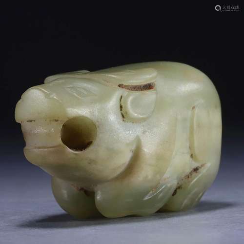 Jade carved cow from the Qing Dynasty