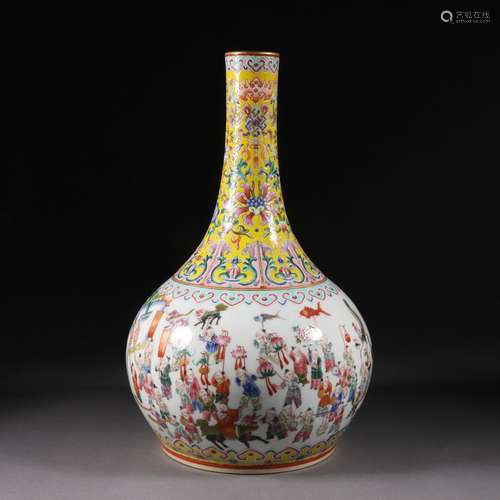 Pastel tracing hundred baby play bottle from  the Qing dynas...