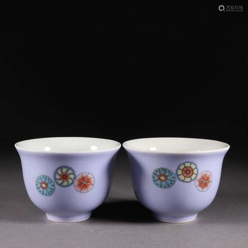 A pair of pastel leather ball patterned cups from  the Qing ...