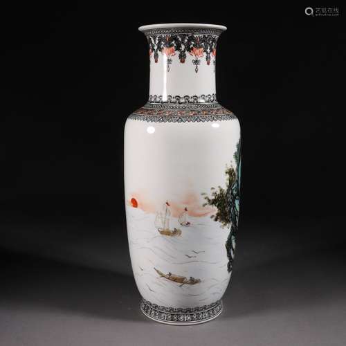 Pastel figure firecracker bottle from  the Qing dynasty