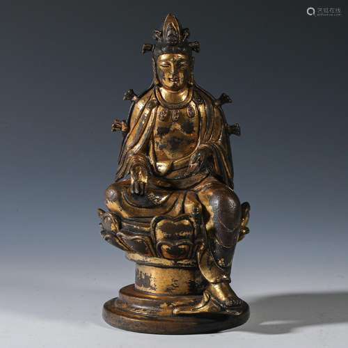 Qing Dynasty bronze gold Buddha<br />