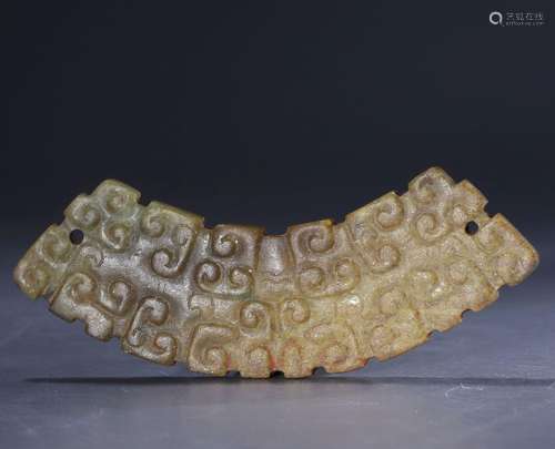 Embossed jade huang from the Qing dynasty