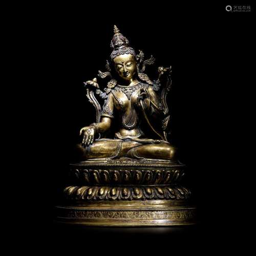 Gilt bronze Green tara from the Qing dynasty