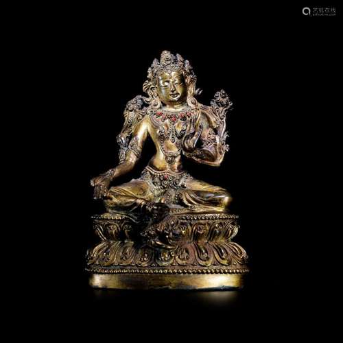 Gilt bronze Green tara from the Qing dynasty