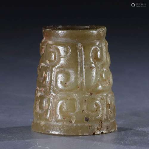 Trapezoidal jade stalk from the Qing dynasty