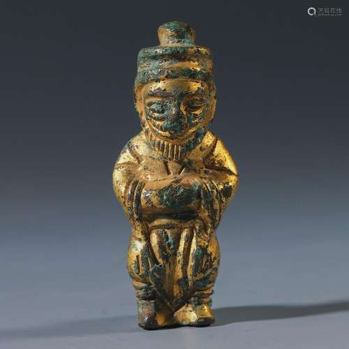 Gilt golden boy in bronze from the Qing Dynasty