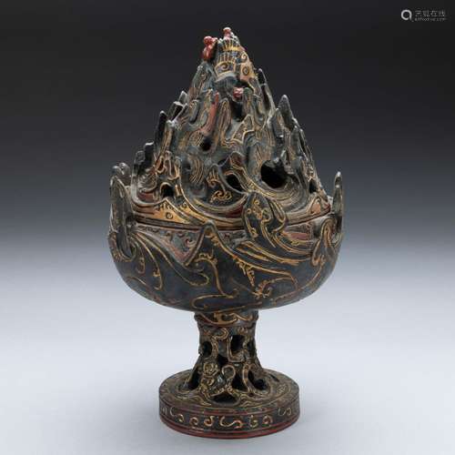 Copper tire boshan censer from the Qing Dynasty