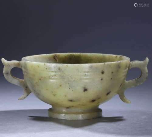 Double dragon ear cup with string pattern from Qing Dynasty