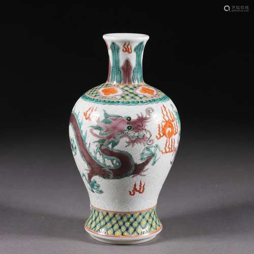 Five-color dragon vase