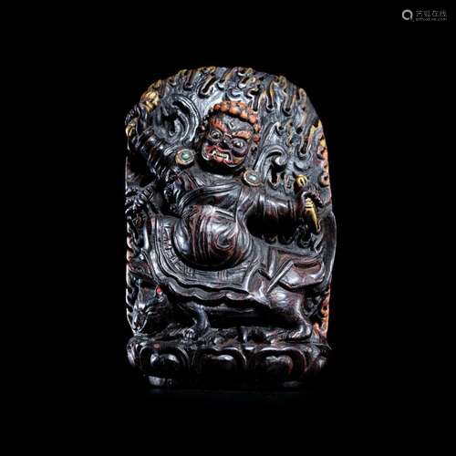 Red sandalwood carving angry lotus division from the Qing dy...