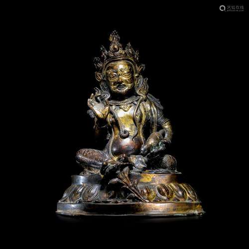 Gilded bronze yellow fortune god from the Qing dynasty