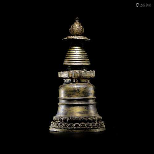 Gilded bronze stupa from Tibet