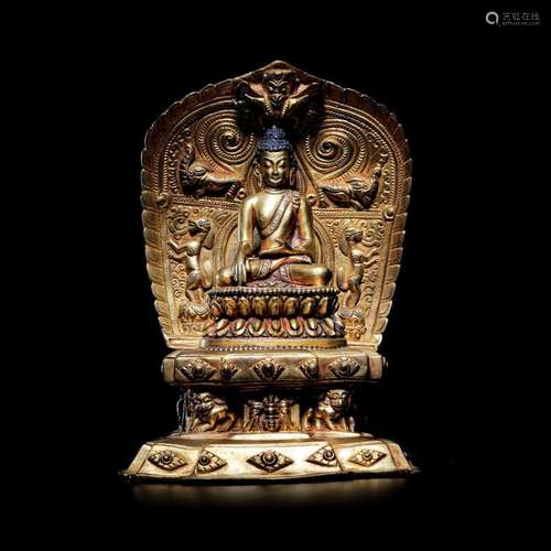 Gilt bronze Sakyamuni Buddha from Tibet