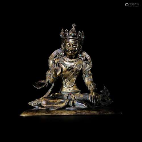 Gilt bronze at ease avalokitesvara  from the Qing dynasty