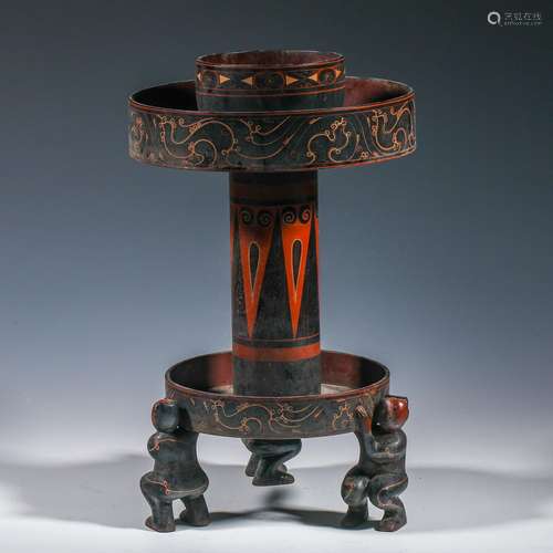 Lacquered candle holder from  the Qing Dynasty