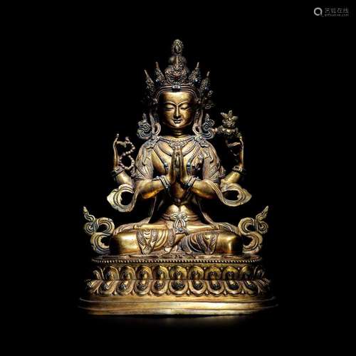 The four-armed Guanyin of Nepal from the Qing Dynasty