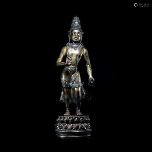 Kashmiri Style alloy bronze lotus hand Bodhisattva from the ...