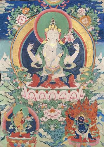 A THANGKA OF GUANYIN.QING DYNASTY