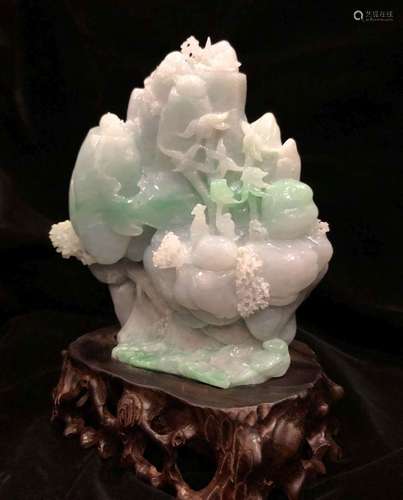 A CARVED JADEITE 'LANDSCAPE' MOUNTAIN