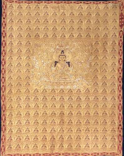 AN EMBROIDERED SILK GUANYIN PANEL