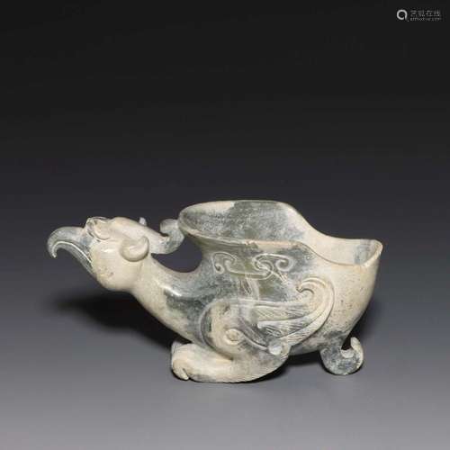 A CARVED JADE PHOENIX.HAN DYNASTY