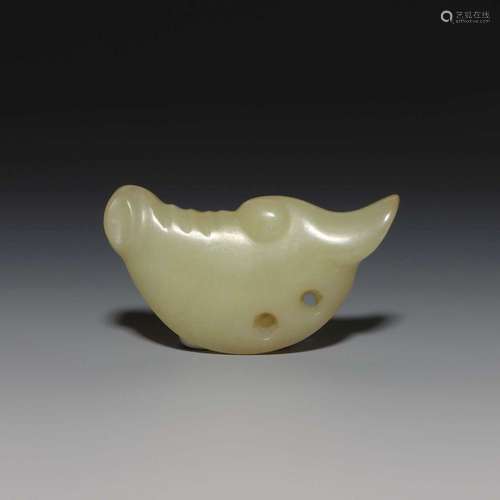 A CARVED JADE BUFFALO HEAD.HAN DYNASTY