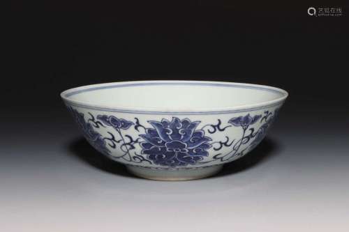 A BLUE AND WHITE 'LOTUS' BOWL.MARK OF GUANXU