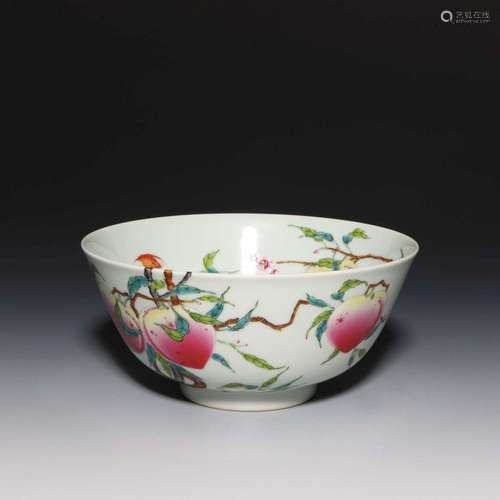 A FAMILLE-ROSE 'PEACH' BOWL.MARK OF YONGZHENG