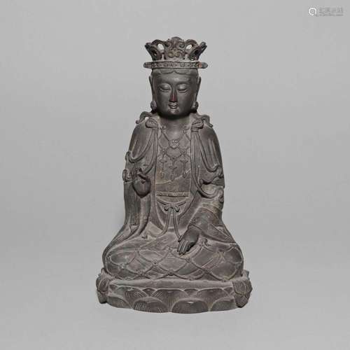 A BRONZE FIGURE OF GUANYIN.QING DYNASTY