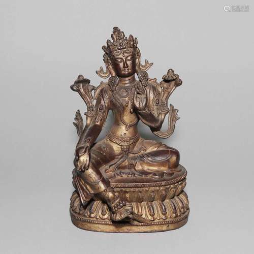 A GILT-BRONZE FIGURE OF TARA.QING DYNASTY