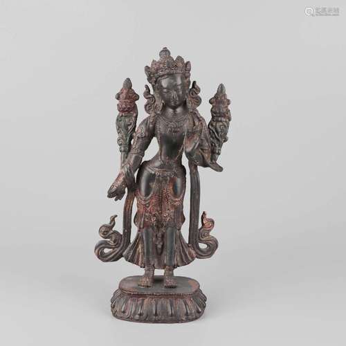 A BRONZE FIGURE OF MAITREYA.QING DYNASTY