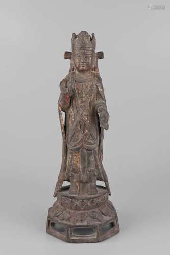 A GILT-BRONZE FIGURE OF STANDING GUANYIN.SONG DYNASTY