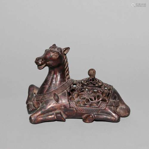 A GILT-BRONZE 'HORSE' BURNER.SONG DYNASTY