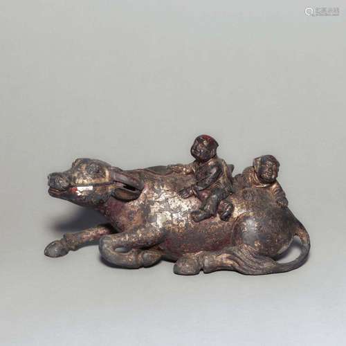 A GILT-BRONZE BUFFALO AND BOY.SONG DYNASTY