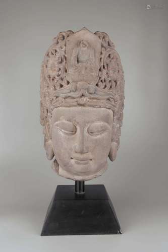 A CARVED STONE GUANYIN HEAD.SONG DYNASTY