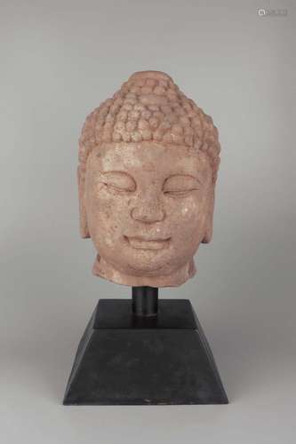 A CARVED STONE BUDDHA HEAD.SONG DYNASTY