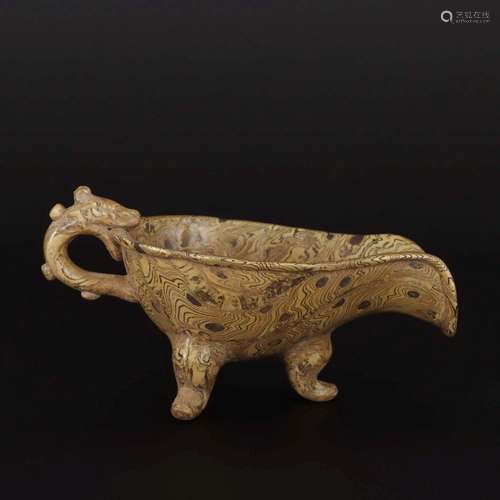 A HELAI YAO-GLAZED  'DRAGON' CUP.TANG DYNASTY