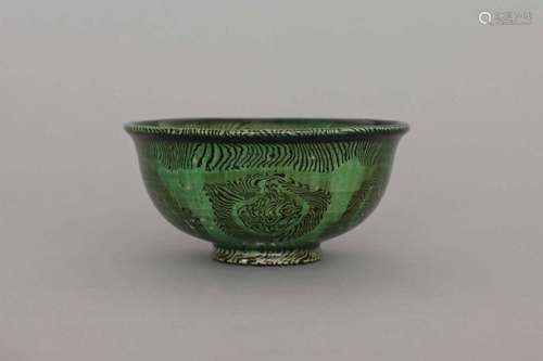 A GONGXIAN YAO-GREEN GLAZED BOWL.TANG DYNASTY